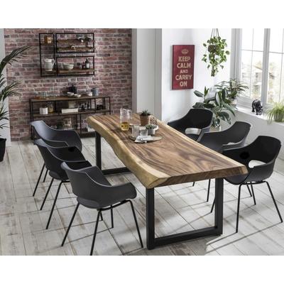 SIT Baumkante massiver Suarholz Esstisch 250x90 cm / Stahl schwarz Image