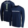 Men's Fanatics Branded College Navy Seattle Seahawks #1 Dad Long Sleeve Team Logo T-Shirt
