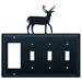 Village Wrought Iron Deer 4-Gang Toggle Light Switch/Rocker Combination Wall Plate in Black | 8 H x 8.25 W x 0.17 D in | Wayfair EGSSS-3