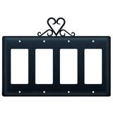 Village Wrought Iron Heart 4-Gang Rocker Wall Plate in Black | 8 H x 8.25 W x 0.17 D in | Wayfair EGGGG-51