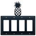 Village Wrought Iron Pineapple 4-Gang Rocker Wall Plate in Black | 8 H x 8.25 W x 0.17 D in | Wayfair EGGGG-44