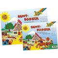 Buntpapier Hefte, gummiert, 23x25cm, 12 Blatt, 12-farbig