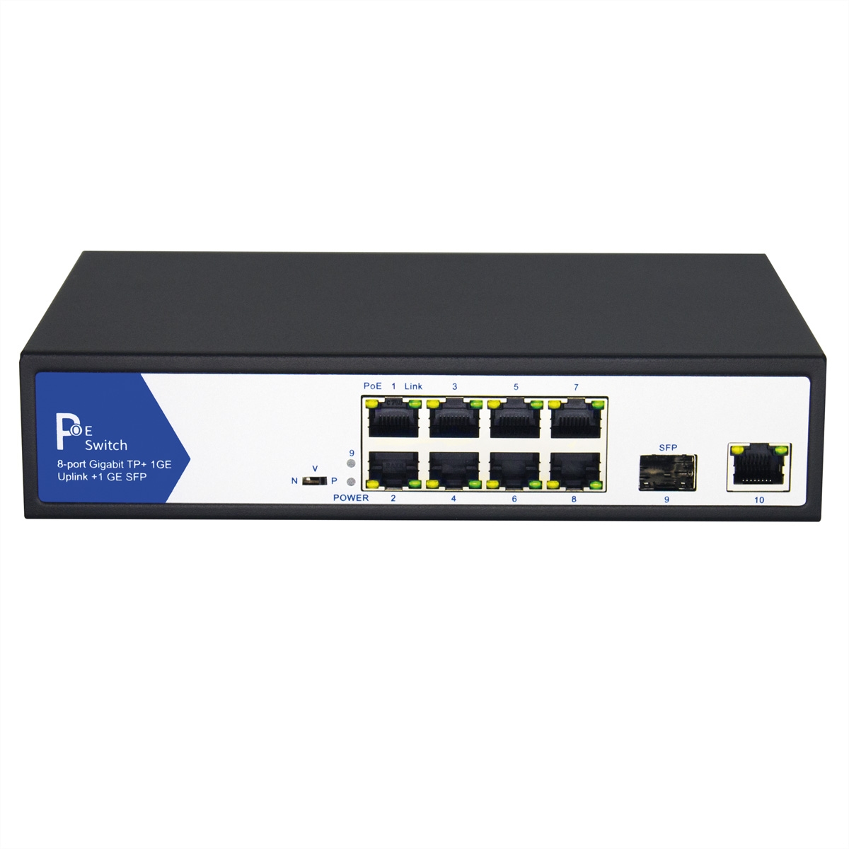 VALUE PoE+ Gigabit Ethernet Switch, 8+2 Uplink Ports (1x GbE, 1x SFP) Image