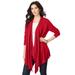 Plus Size Women's Fine-Gauge Handkerchief Hem Cardigan by Roaman's in Classic Red (Size 1X) Sweater