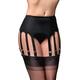 Nylon Dreams NDL12 Women's Black Garter Belt 12 Strap Suspender Belt Large