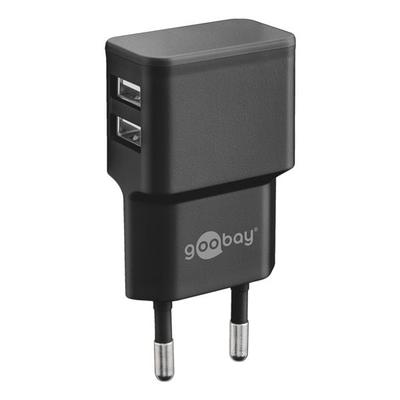 goobay Dual USB-Ladegerät 2,4 A schwarz schwarz, 3.7x2.24x7.15 cm