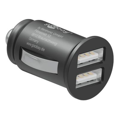 goobay KFZ-USB-Dual-Ladegerät (12/24 V) schwarz, 2.52x2.52x4.44 cm