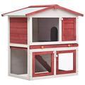 Goliraya Outdoor Rabbit Hutch Large Rabbit House Garden Small Animal House Pet Cage 3 Doors Red Wood