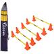 Kosma Pack of 15Pc Multi-functional and Adjustable Agility Hurdle set - 10Pc Traffic Cones 9" with 12 holes Orange colour, 5Pc Yellow Hurdle Poles 40 Inch Length - in carry bag