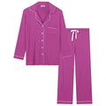 Amorbella Ladies Breastfeeding Button Down/Up Long Sleeve Pajama/Pj Set(Dusty Purple, Medium)