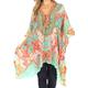 Sakkas 1825 - Aymee Women's Caftan Poncho Cover up V Neck Top Lace up with Rhinestone - ORTU230-Turq - OS