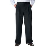 Men's Big & Tall Wrinkle-Free Double-Pleat Pant with Side-Elastic Waist by KingSize in Black (Size 40 40)