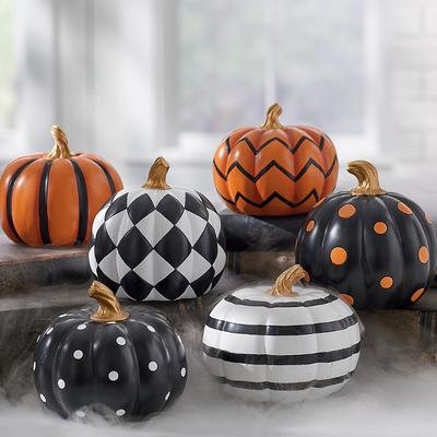 Mini Designer Pumpkins, Set Of Three - White - Gra...
