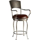 Hooker Furniture Swivel Bar Stool Upholstered/Leather/Metal/Genuine Leather in Gray | 46 H x 22.5 W x 23 D in | Wayfair 300-20024