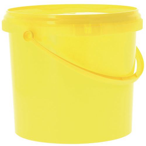 seau plastique rond avec couvercle jaune - 5l