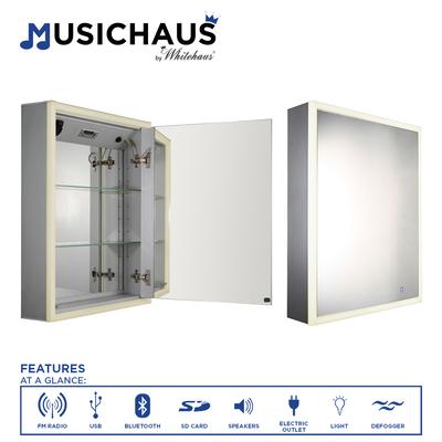 Whitehaus Collection Musichaus Single Door Medicine Cabinet with Speakers - Aluminum WHLUN7055-OR