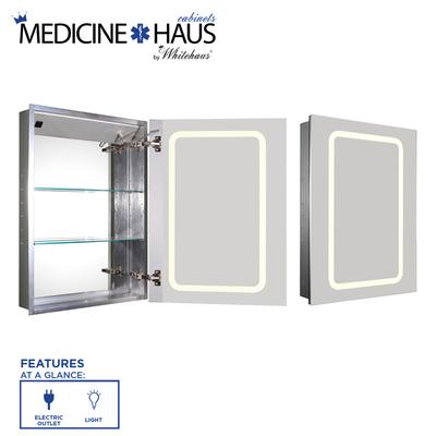 Whitehaus Collection Medicinehaus Recessed Single Door Medicine Cabinet - Aluminum WHKAL7055-I