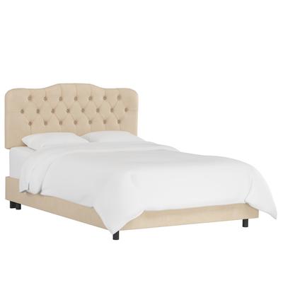 Velvet Tufted Bed by Skyline Furniture in Velvet Pearl (Size KING)