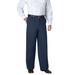 Men's Big & Tall WRINKLE-FREE PANTS WITH EXPANDABLE WAIST, WIDE LEG by KingSize in Navy (Size 58 38)