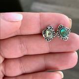 Anthropologie Jewelry | Abalone Stud Earrings | Color: Blue/Silver | Size: Os