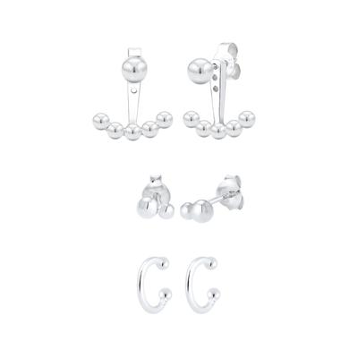 Elli - Ear Jacket Cuff Stecker Set Kugeln Geo 925 Silber Ohrringe 1 ct Damen