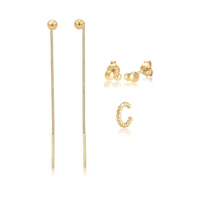 Elli - 3er Set Durchziehen Earcuff Kugel Geo 925 Silber Ohrringe 1 ct Damen (79.99 € / 1 ct)