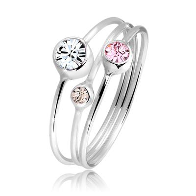 Elli - Stapelring Set Kristalle 925 Silber Ringe 1 ct Damen