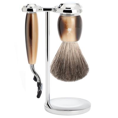 Mühle VIVO 3-tlg. Rasierset Gillette® Mach3 Griffe Edelharz hornbraun Herren