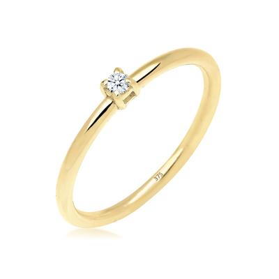 Elli DIAMONDS - Verlobungsring Diamant 0.03 ct. 375 Gelbgold Ringe 1 ct Damen