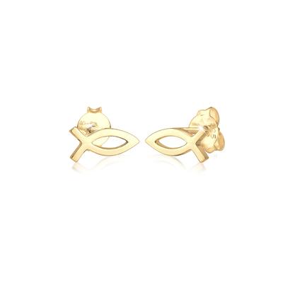 Elli Kinder Stecker Fisch Symbol Religion 925 Silber goldfarben Damen Image