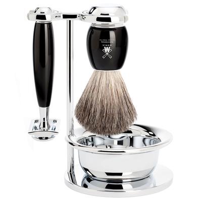 Mühle VIVO - 4-tlg. Rasierset, Hobel, Griffe Edelharz schwarz Herren