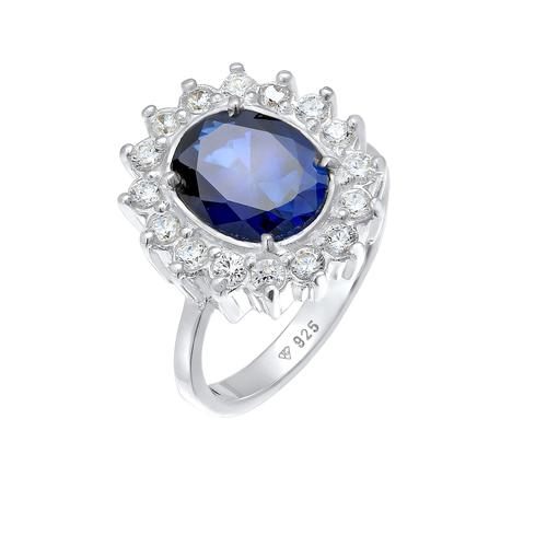Elli Cocktailring Saphirblau Royal Zirkonia 925 Silber 56 Damen