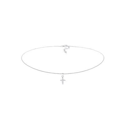 Elli - Elli Halskette Choker Kreuz Religion Zirkonia 925 Silber Ketten 1 ct Damen