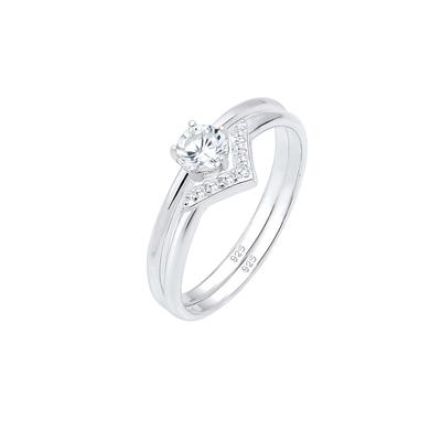 Elli - Set Solitär Dreieck Zirkonia 925 Sterling Silber Ringe 1 ct Damen