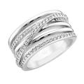 Giorgio Martello Milano - Ring 6-reihig mit Zirkonia, Silber 925 Ringe Weiss Damen