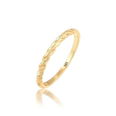 Elli PREMIUM Basic Geo Twisted Gedreht Bandring 585 Gelbgold 58 Damen Image