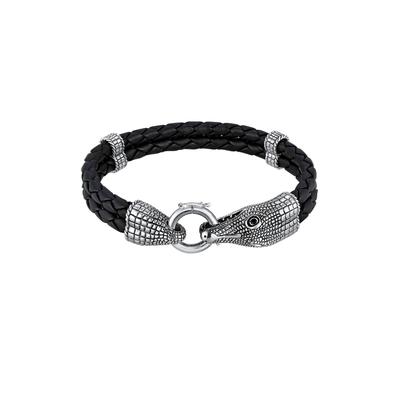 KUZZOI Herren Lederband Krokodil in 925 Sterling Silber 21 Image