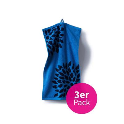 grace grand spa Gästetuch-3er-Set Dahlie mit Blumen-Print blau