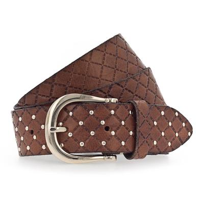 b.belt Lina Gold Nietengürtel Leder 75 cm Braun Damen