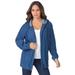 Plus Size Women's Cotton Complete Zip-Up Hoodie by Roaman's in Medium Wash (Size 16 W) Denim Jacket