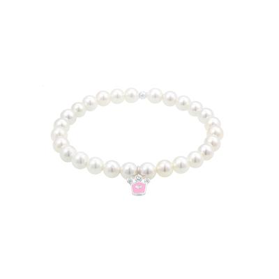 Elli Kids Krone Perle Kristalle 925 Silber 14 Damen