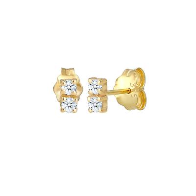 Elli DIAMONDS - Ohrstecker Duo Diamant (0.12 ct.) 375 Gelbgold Ohrringe 1 ct Damen