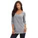 Plus Size Women's Sweetheart Ultimate Tee by Roaman's in Medium Heather Grey (Size 22/24) Long Sleeve Shirt