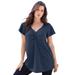 Plus Size Women's Flutter-Sleeve Sweetheart Ultimate Tee by Roaman's in Navy Blue (Size 34/36) Long T-Shirt Top