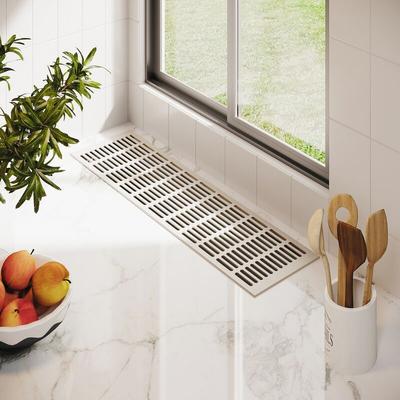 Ms Beschläge - Aluminium Lüftungsgitter 150mm x 800mm Stegblech Lüftung Heizungsdeckel Weiß ral 9010