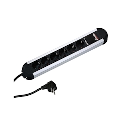 Bachmann Steckdosenleiste PRIMO ALU, 6-fach, schwarz, 2,0m, ohne Schalter Image