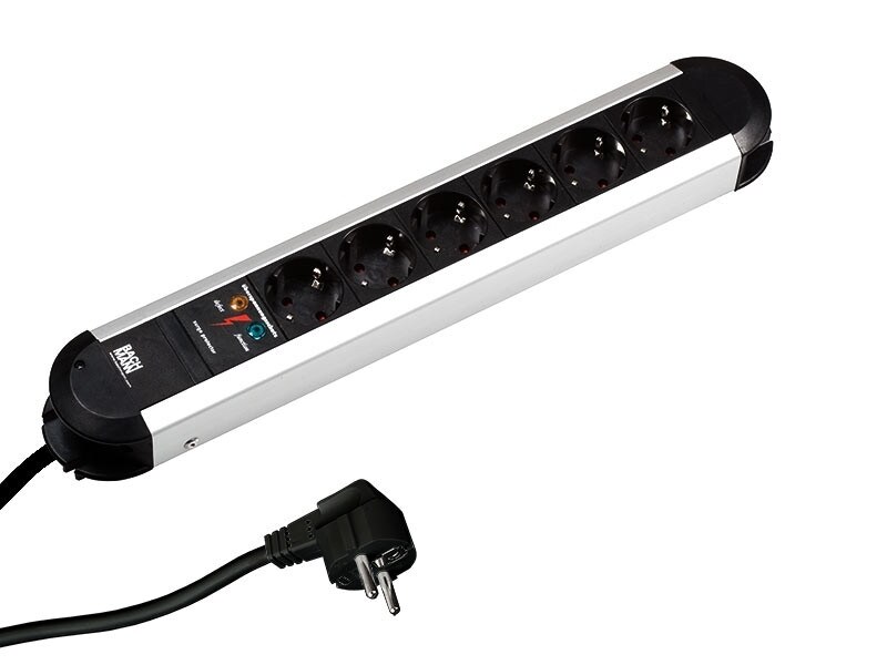 Bachmann Steckdosenleiste PRIMO ALU ÜSS, 6-fach, schwarz, 2,0m, ohne Schalter Image