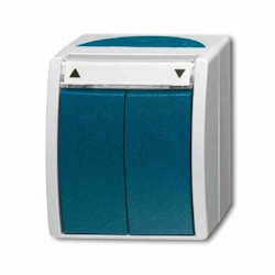 Busch-Jaeger OCEAN Jalousieschalter, Aufputz, grau/blau-grün, matt, IP44, Wippe, Textfeld/Beschriftungsfläche, 1p Image