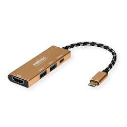 ROLINE GOLD USB Typ C Dockingstation, HDMI 4K, 2x USB 3.2 Gen 1, 1x PD Image