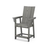 POLYWOOD® Modern Curveback Adirondack Counter Outdoor Chair Plastic in Gray | 47.13 H x 28.25 W x 28.63 D in | Wayfair ADD621GY